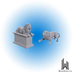 Wizkids Deep Cuts Unpainted Miniatures: Stone Lion/Animated Stone Lion